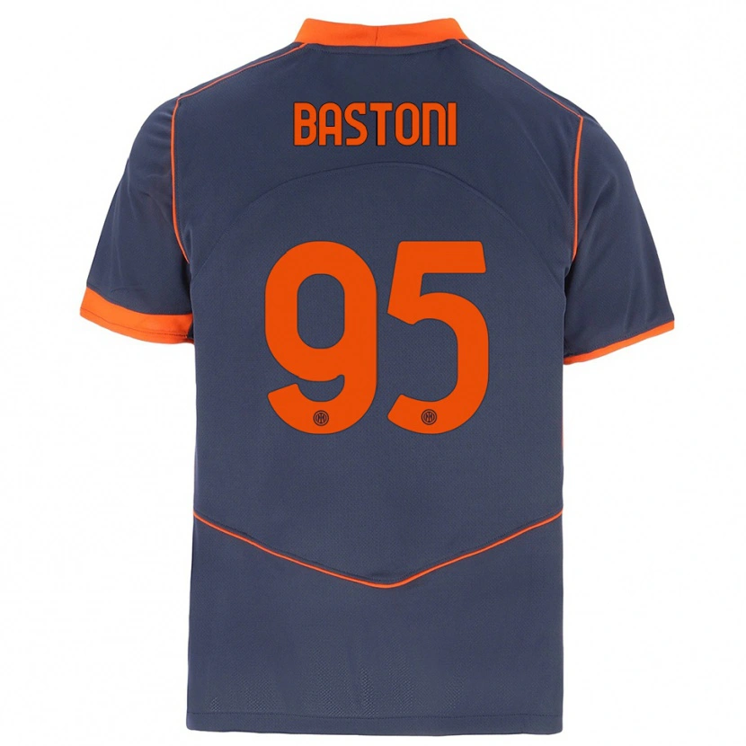 Danxen Dames Alessandro Bastoni #95 Grijs Oranje Thuisshirt Derde Tenue 2025/26 T-Shirt België