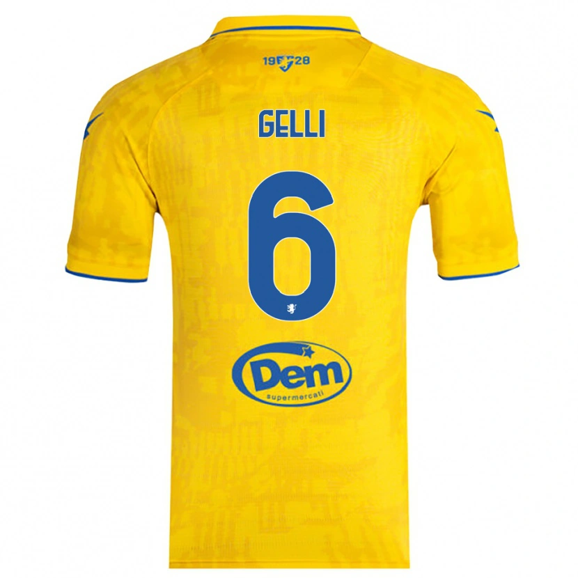 Danxen Kinderen Jacopo Gelli #6 Geel Blauw Thuisshirt Thuistenue 2025/26 T-Shirt België