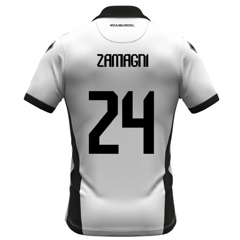 Danxen Kinderen Davide Zamagni #24 Wit Zwart Oranje Thuisshirt Thuistenue 2025/26 T-Shirt België
