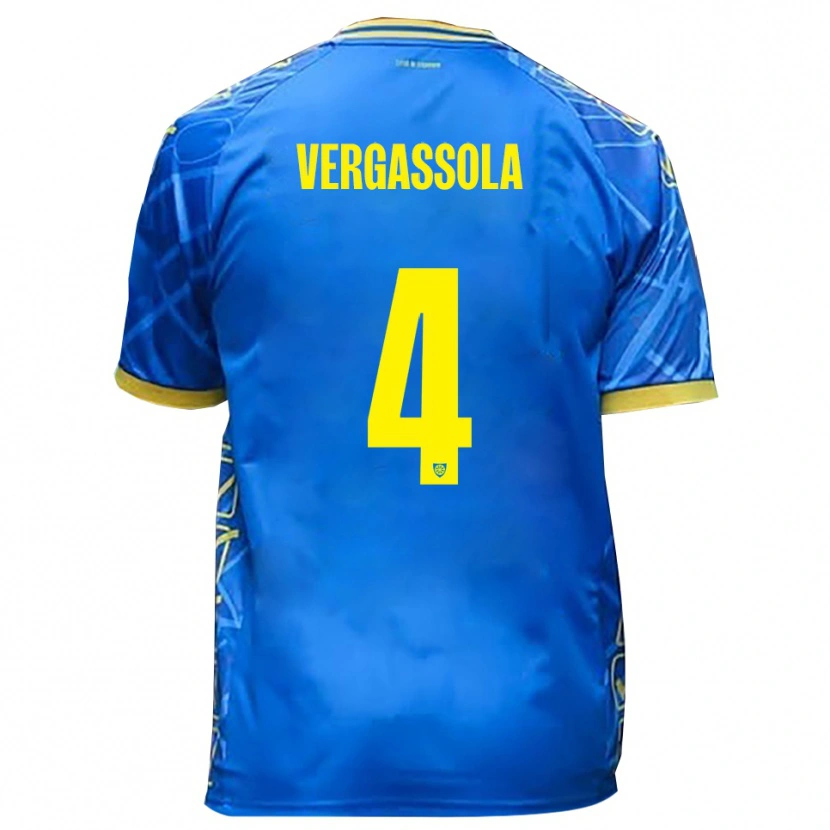 Danxen Kinderen Alessandro Vergassola #4 Hemelsblauw Geel Thuisshirt Thuistenue 2025/26 T-Shirt België