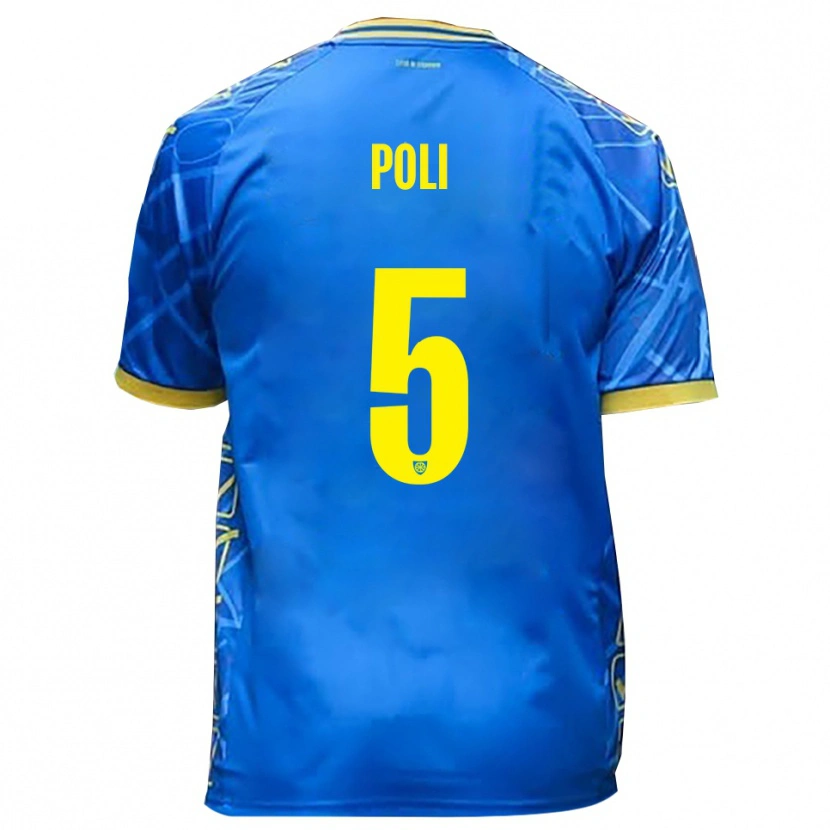 Danxen Kinderen Lorenzo Poli #5 Hemelsblauw Geel Thuisshirt Thuistenue 2025/26 T-Shirt België