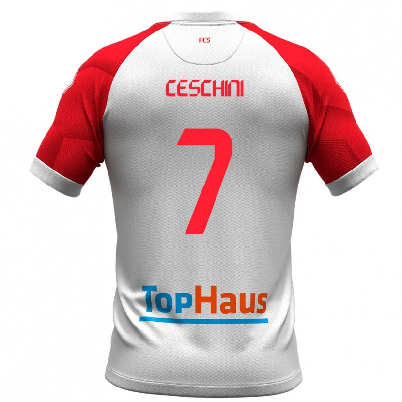 Danxen Kinderen Nicolò Ceschini #7 Wit Rood Thuisshirt Thuistenue 2025/26 T-Shirt België