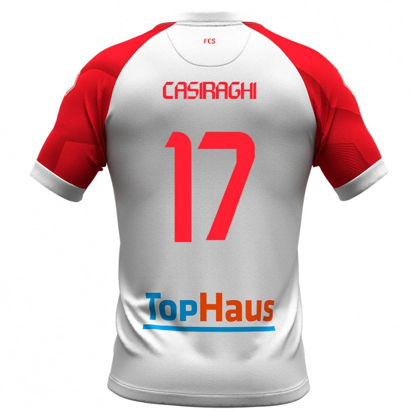 Danxen Kinderen Daniele Casiraghi #17 Wit Rood Thuisshirt Thuistenue 2025/26 T-Shirt België