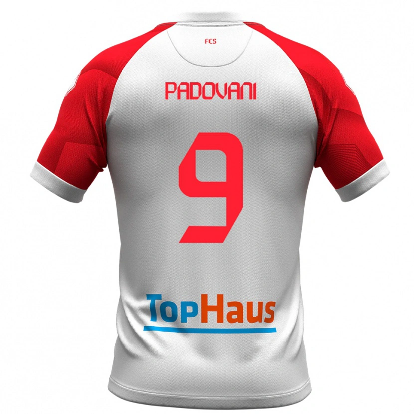Danxen Kinderen Simone Padovani #9 Wit Rood Thuisshirt Thuistenue 2025/26 T-Shirt België