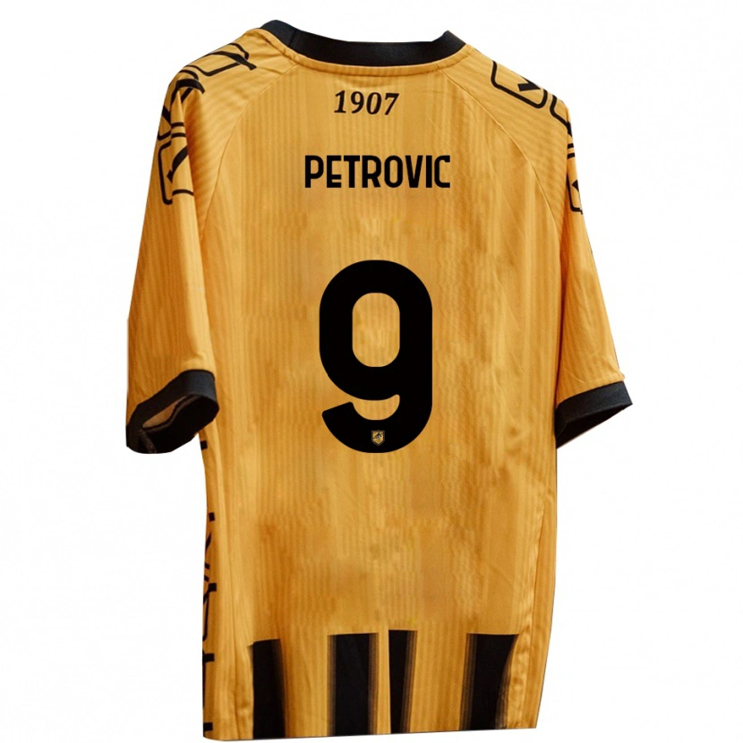 Danxen Kinderen Tomi Petrovic #9 Geel Zwart Thuisshirt Thuistenue 2025/26 T-Shirt België