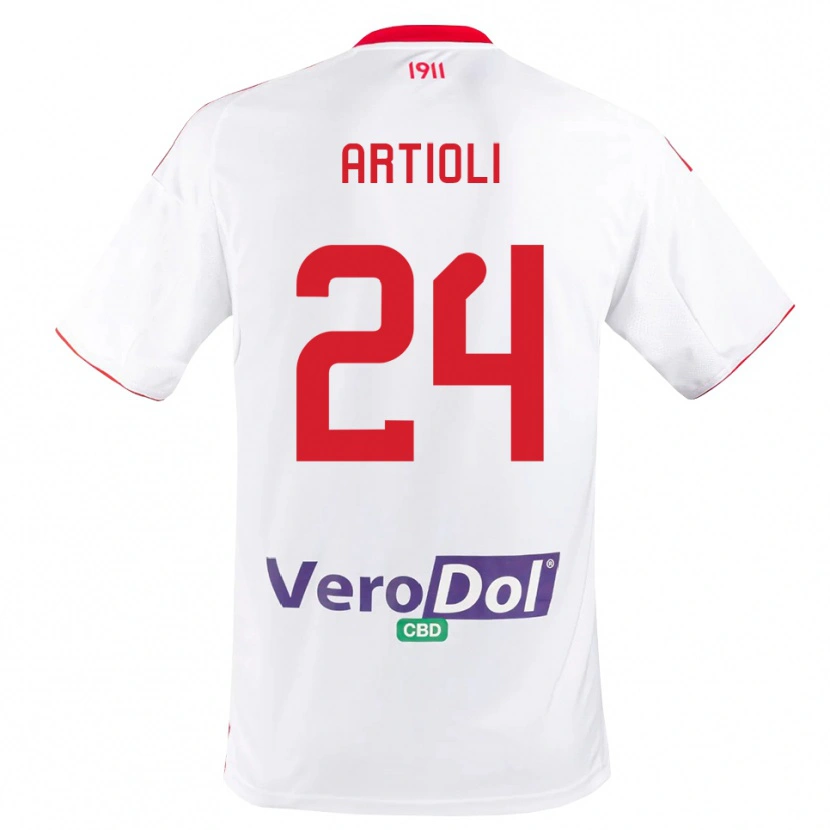 Danxen Kinderen Federico Artioli #24 Wit Rood Thuisshirt Thuistenue 2025/26 T-Shirt België