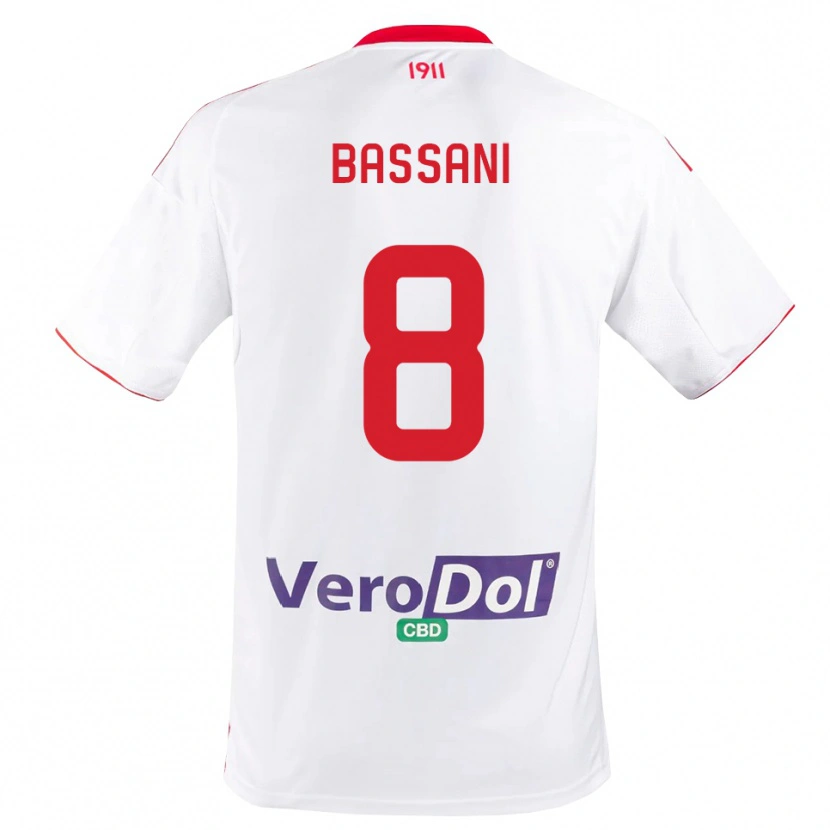 Danxen Kinderen Nicolò Bassani #8 Wit Rood Thuisshirt Thuistenue 2025/26 T-Shirt België