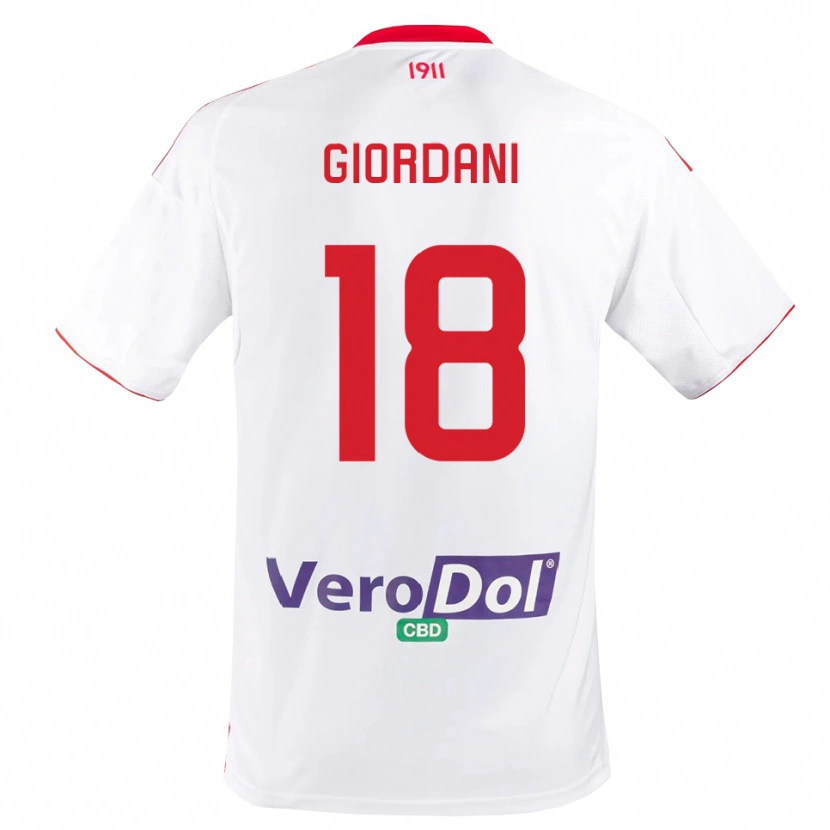 Danxen Kinderen Andrea Giordani #18 Wit Rood Thuisshirt Thuistenue 2025/26 T-Shirt België