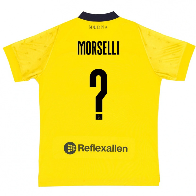 Danxen Kinderen Gabriele Morselli #0 Geel Donkerblauw Thuisshirt Thuistenue 2025/26 T-Shirt België
