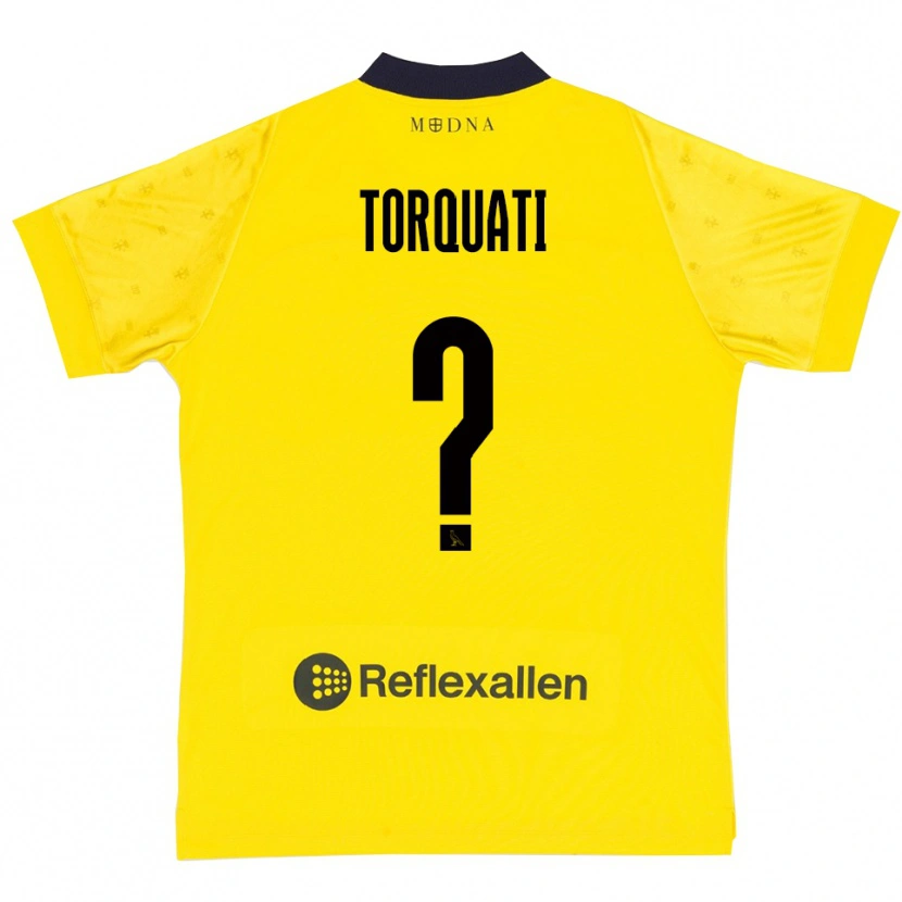 Danxen Kinderen Alessandro Torquati #0 Geel Donkerblauw Thuisshirt Thuistenue 2025/26 T-Shirt België