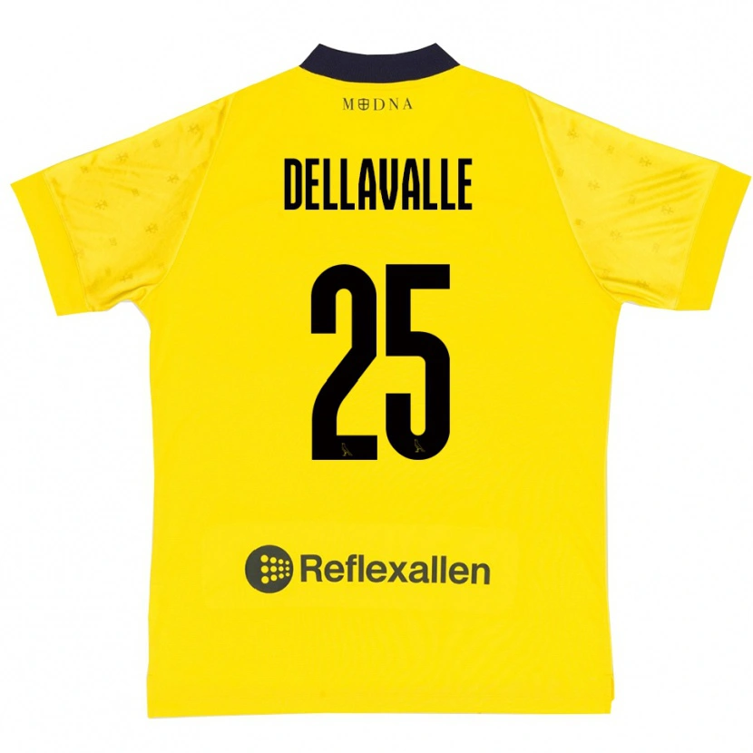 Danxen Kinderen Alessandro Dellavalle #25 Geel Donkerblauw Thuisshirt Thuistenue 2025/26 T-Shirt België