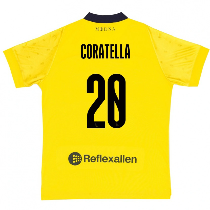 Danxen Kinderen Fabio Coratella #20 Geel Donkerblauw Thuisshirt Thuistenue 2025/26 T-Shirt België