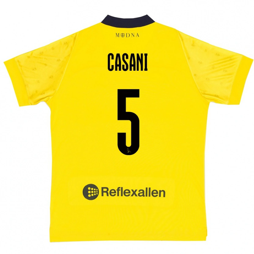 Danxen Kinderen Iacopo Casani #5 Geel Donkerblauw Thuisshirt Thuistenue 2025/26 T-Shirt België