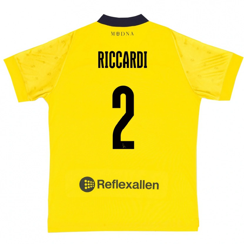 Danxen Kinderen Marcello Riccardi #2 Geel Donkerblauw Thuisshirt Thuistenue 2025/26 T-Shirt België