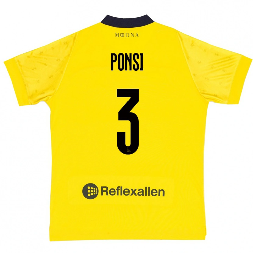 Danxen Kinderen Fabio Ponsi #3 Geel Donkerblauw Thuisshirt Thuistenue 2025/26 T-Shirt België