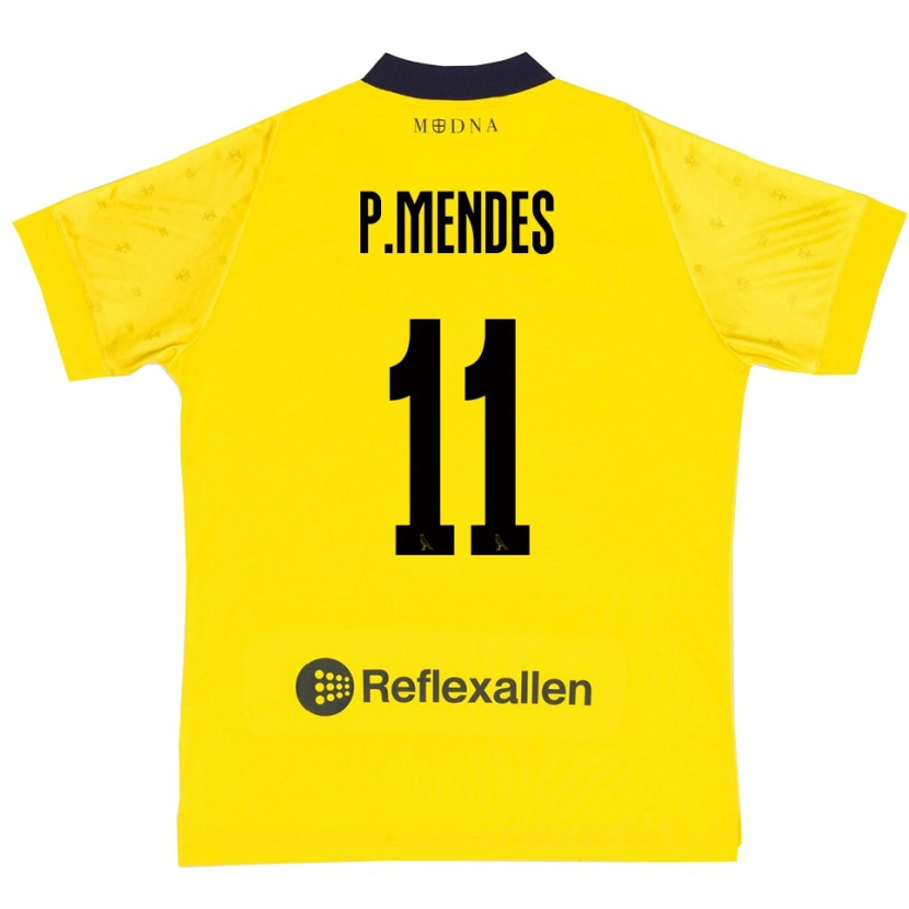 Danxen Kinderen Pedro Mendes #11 Geel Donkerblauw Thuisshirt Thuistenue 2025/26 T-Shirt België