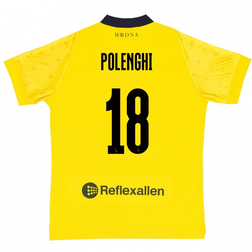 Danxen Kinderen Damiano Polenghi #18 Geel Donkerblauw Thuisshirt Thuistenue 2025/26 T-Shirt België