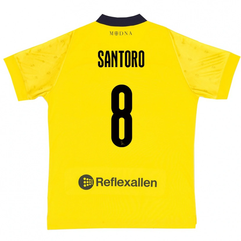 Danxen Kinderen Simone Santoro #8 Geel Donkerblauw Thuisshirt Thuistenue 2025/26 T-Shirt België