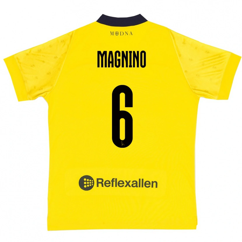 Danxen Kinderen Luca Magnino #6 Geel Donkerblauw Thuisshirt Thuistenue 2025/26 T-Shirt België