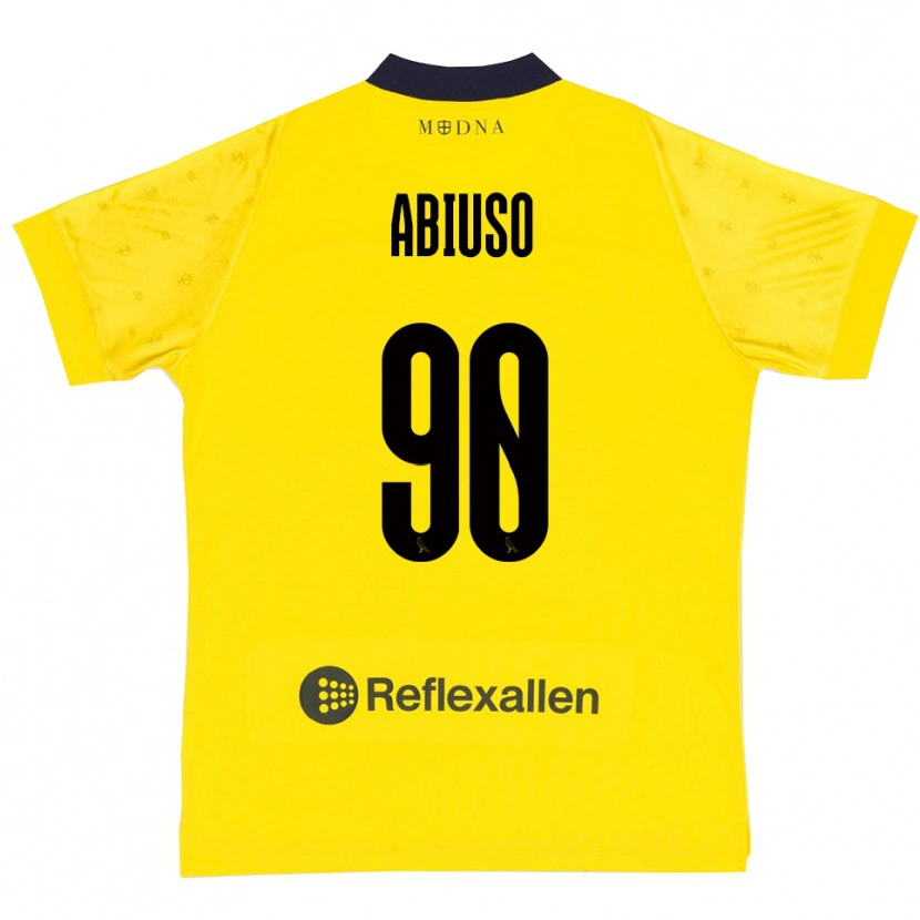 Danxen Kinderen Fabio Abiuso #90 Geel Donkerblauw Thuisshirt Thuistenue 2025/26 T-Shirt België