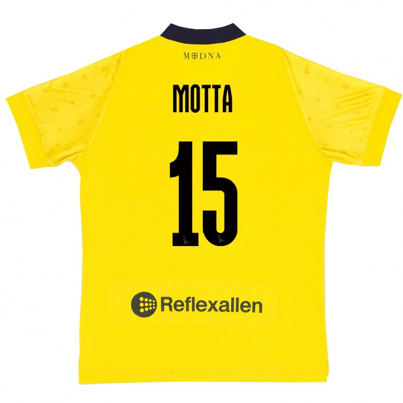 Danxen Kinderen Nicolò Motta #15 Geel Donkerblauw Thuisshirt Thuistenue 2025/26 T-Shirt België