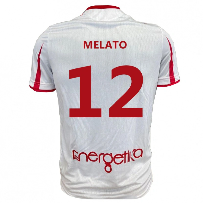 Danxen Kinderen Emanuele Melato #12 Wit Rood Thuisshirt Thuistenue 2025/26 T-Shirt België