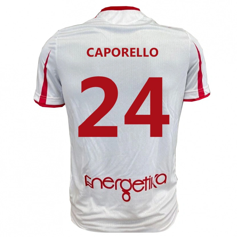 Danxen Kinderen Edoardo Caporello #24 Wit Rood Thuisshirt Thuistenue 2025/26 T-Shirt België