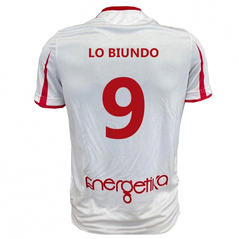 Danxen Kinderen Emiliano Lo Biundo #9 Wit Rood Thuisshirt Thuistenue 2025/26 T-Shirt België