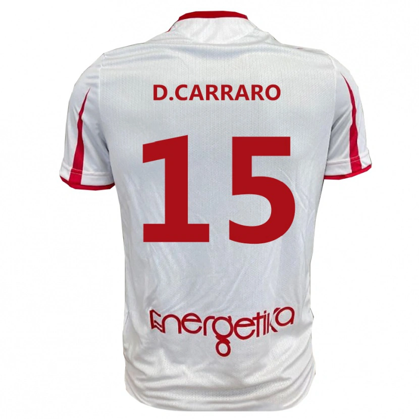 Danxen Kinderen Davide Carraro #15 Wit Rood Thuisshirt Thuistenue 2025/26 T-Shirt België