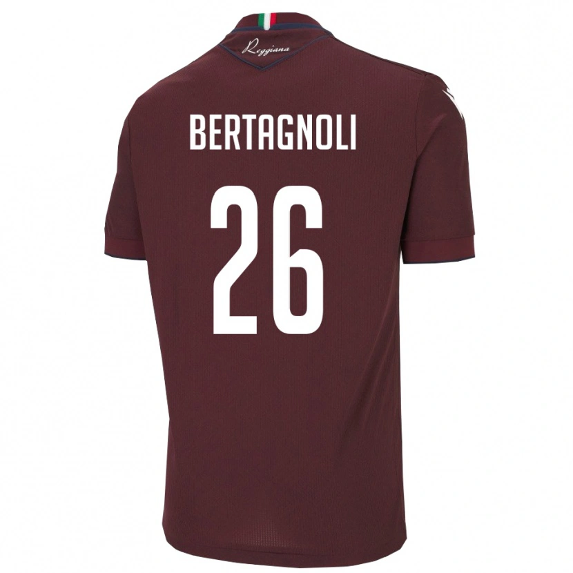 Danxen Kinderen Massimo Bertagnoli #26 Bourgondië Wit Thuisshirt Thuistenue 2025/26 T-Shirt België