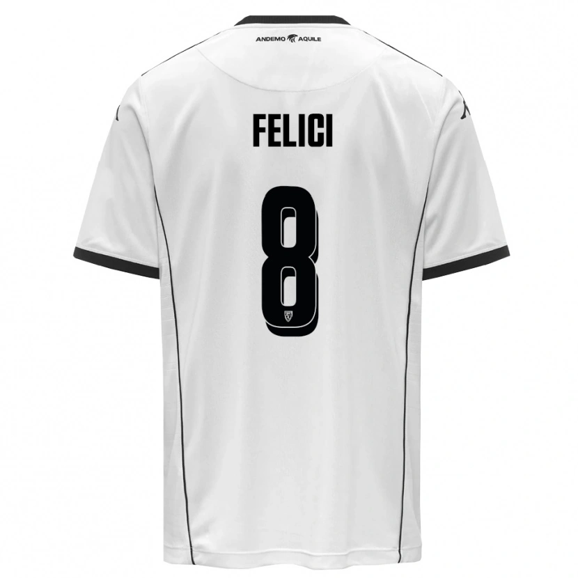 Danxen Kinderen Giuseppe Felici #8 Wit Zwart Thuisshirt Thuistenue 2025/26 T-Shirt België