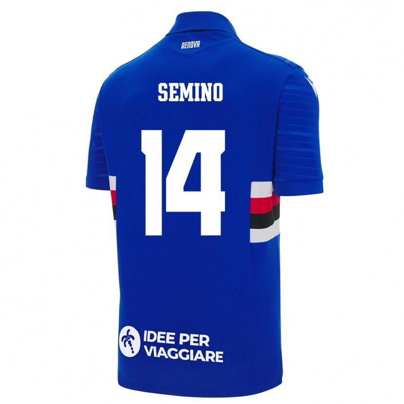 Danxen Kinderen Pietro Semino #14 Blauw Wit Thuisshirt Thuistenue 2025/26 T-Shirt België