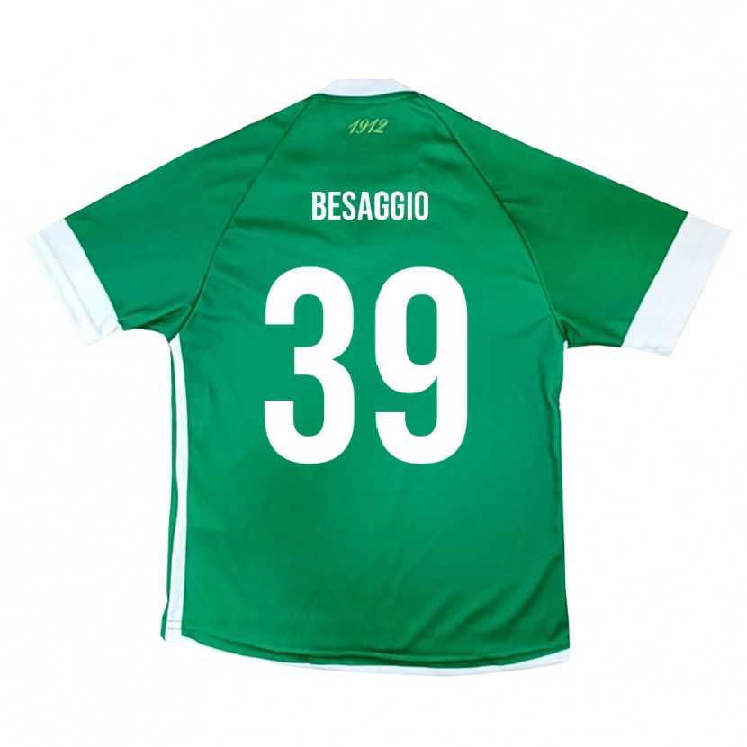 Danxen Kinderen Michele Besaggio #39 Groen Wit Thuisshirt Thuistenue 2025/26 T-Shirt België