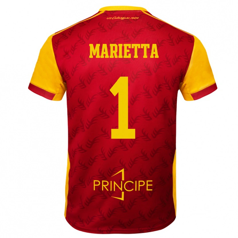 Danxen Kinderen Christian Marietta #1 Geel Rood Thuisshirt Thuistenue 2025/26 T-Shirt België