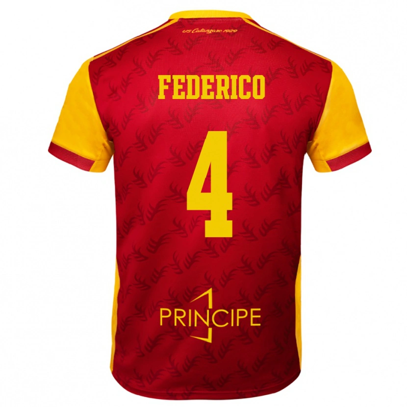 Danxen Kinderen Giuseppe Federico #4 Geel Rood Thuisshirt Thuistenue 2025/26 T-Shirt België