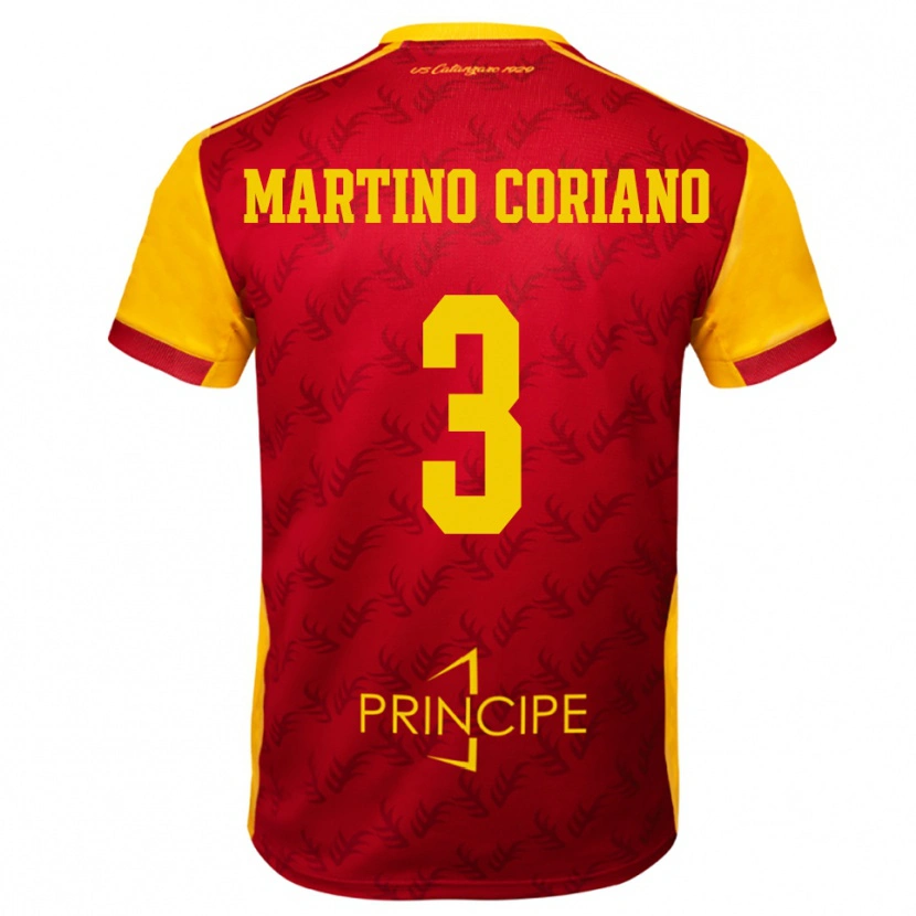 Danxen Kinderen Matteo Martino Coriano #3 Geel Rood Thuisshirt Thuistenue 2025/26 T-Shirt België
