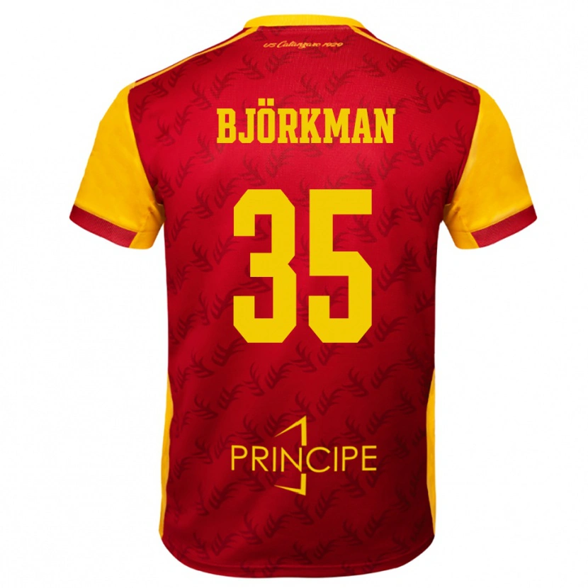 Danxen Kinderen Robin Björkman #35 Geel Rood Thuisshirt Thuistenue 2025/26 T-Shirt België
