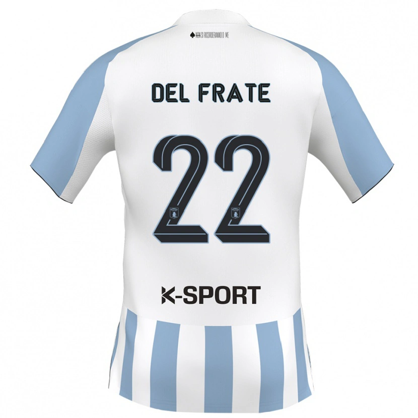 Danxen Kinderen Federico Del Frate #22 Wit Hemelsblauw Thuisshirt Thuistenue 2025/26 T-Shirt België