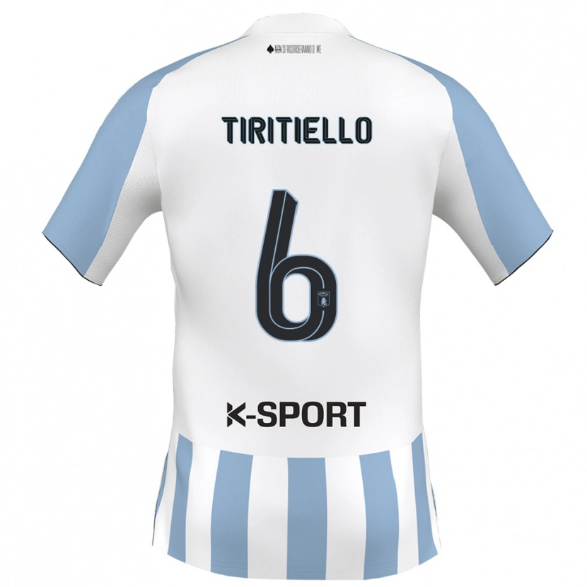 Danxen Kinderen Andrea Tiritiello #6 Wit Hemelsblauw Thuisshirt Thuistenue 2025/26 T-Shirt België