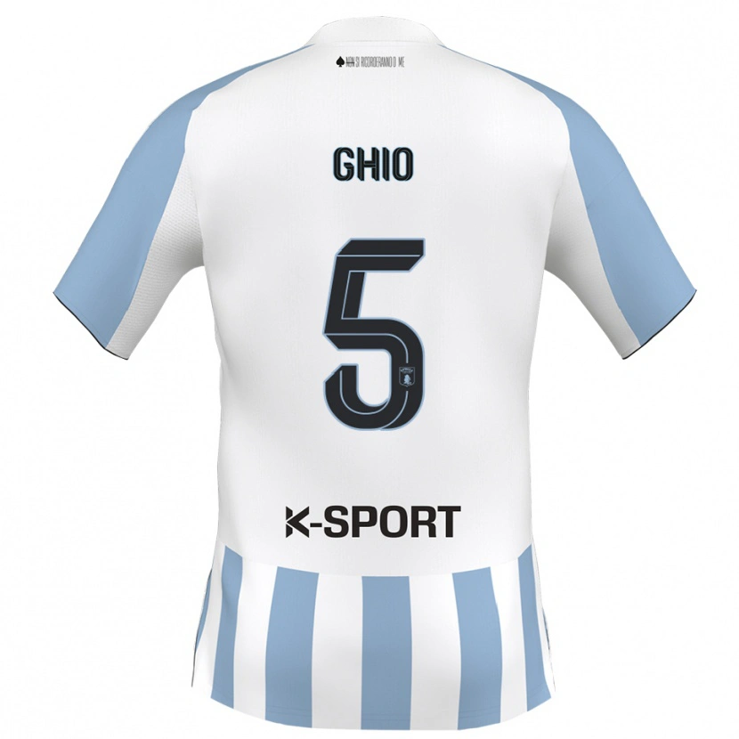Danxen Kinderen Umberto Ghio #5 Wit Hemelsblauw Thuisshirt Thuistenue 2025/26 T-Shirt België