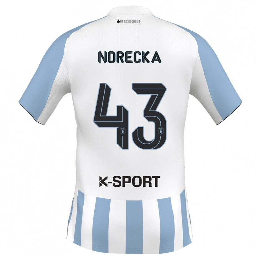 Danxen Kinderen Angelo Ndrecka #43 Wit Hemelsblauw Thuisshirt Thuistenue 2025/26 T-Shirt België