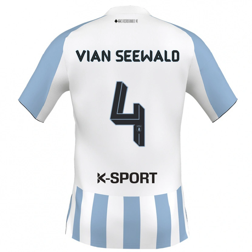Danxen Kinderen Pedro Vian Seewald #4 Wit Hemelsblauw Thuisshirt Thuistenue 2025/26 T-Shirt België