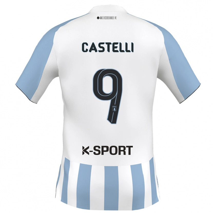 Danxen Kinderen Davide Castelli #9 Wit Hemelsblauw Thuisshirt Thuistenue 2025/26 T-Shirt België