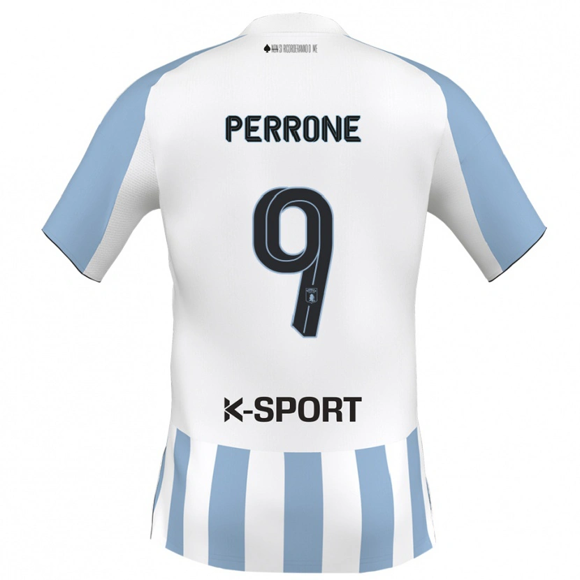 Danxen Kinderen Gabriel Perrone #9 Wit Hemelsblauw Thuisshirt Thuistenue 2025/26 T-Shirt België