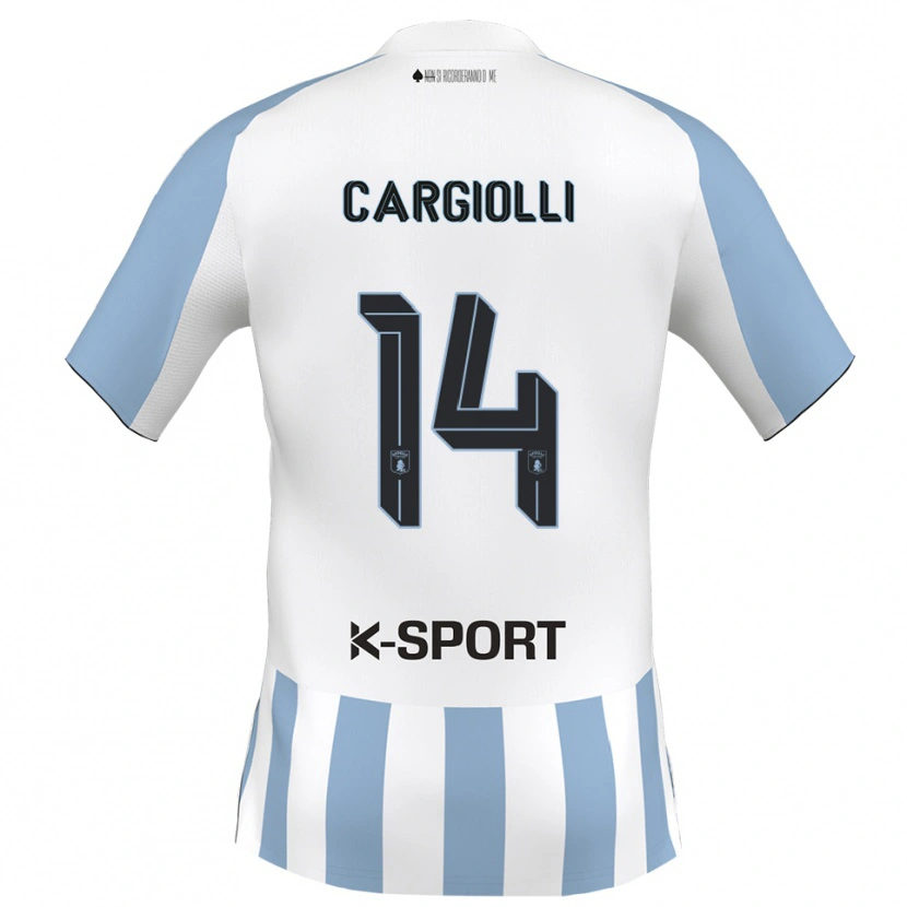 Danxen Kinderen Tommaso Cargiolli #14 Wit Hemelsblauw Thuisshirt Thuistenue 2025/26 T-Shirt België