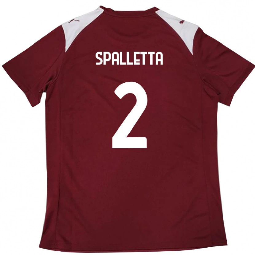Danxen Kinderen Emanuele Spalletta #2 Bourgondië Wit Thuisshirt Thuistenue 2025/26 T-Shirt België