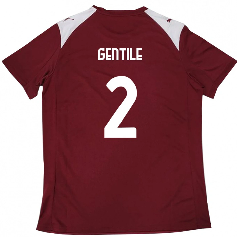 Danxen Kinderen Davide Gentile #2 Bourgondië Wit Thuisshirt Thuistenue 2025/26 T-Shirt België