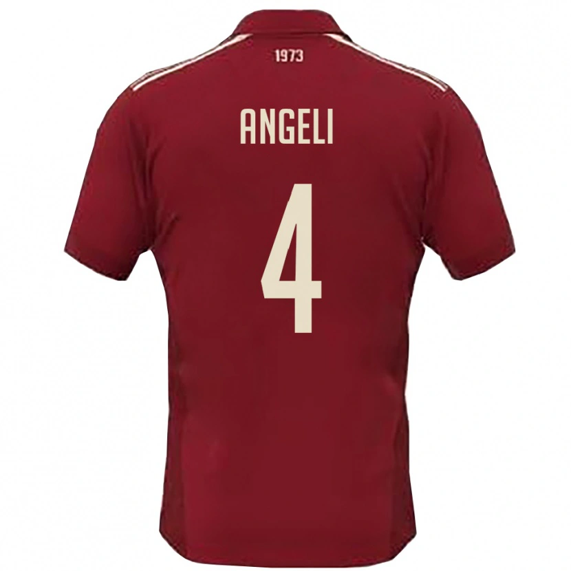 Danxen Kinderen Matteo Angeli #4 Bourgondië Wit Thuisshirt Thuistenue 2025/26 T-Shirt België