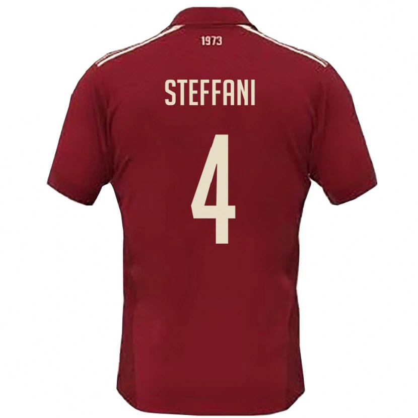 Danxen Kinderen Riccardo Steffani #4 Bourgondië Wit Thuisshirt Thuistenue 2025/26 T-Shirt België