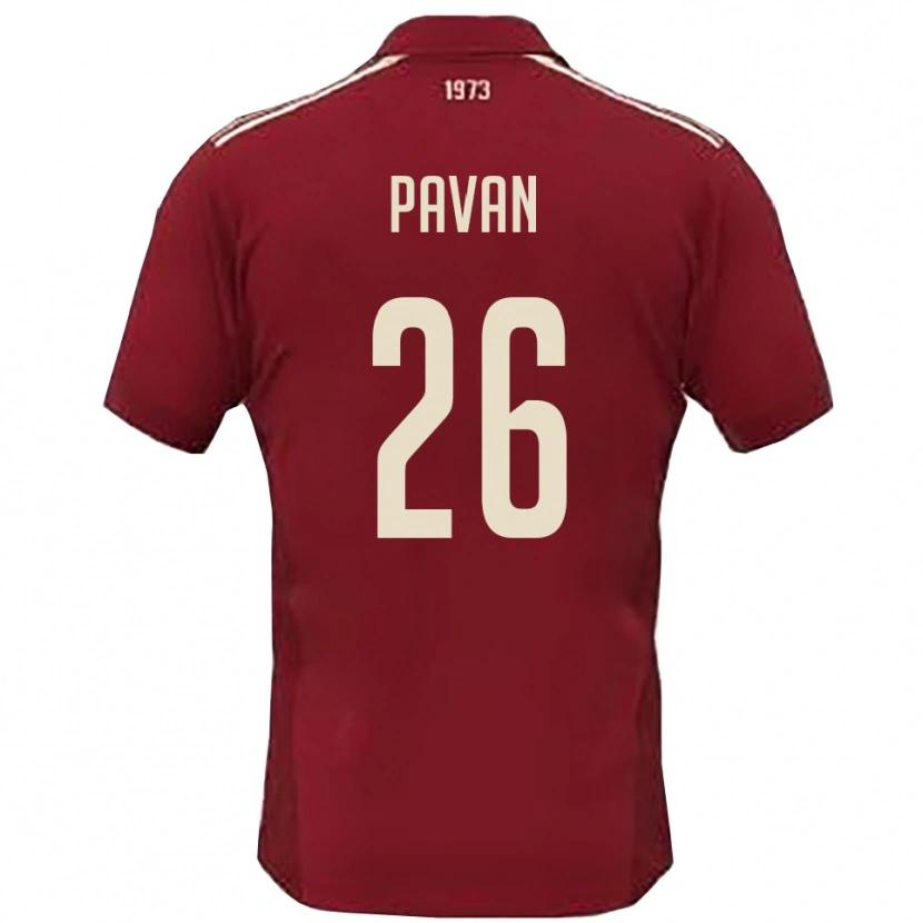 Danxen Kinderen Nicola Pavan #26 Bourgondië Wit Thuisshirt Thuistenue 2025/26 T-Shirt België